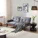 Grey Convertible Sleeper Loveseat Sofa Bed for Living Room, Linen Loveseat Couch with Removable Arms, Futon Recliner Sofa