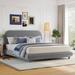 Teddy Fleece Upholstered Platform Bed, Curved-Shape Design Bed Frame with Center Support Legs, Soft Backrest & Comfortable Sleep