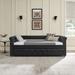 Daybed with Trundle Upholstered Tufted Sofa Bed, with Button and Copper Nail on Arms,Full Daybed & Twin Trundle