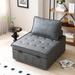 Modern Loveseat Sofa Velvet Upholstered Convertible Futon Sofa & Sofa Bed Faux Leather Ottoman