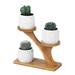 Multiple Flower Pot Holder 3 Tier 3 Potted Plant Stand Rack Bamboo for Indoor Multiple Flower Pot Holder 3 Tier 3 Potted Plant Bamboo Combination Ceramic Pot Indoor Outdoor Four-piece Suit A