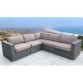 Living Source International 5-PC Wicker / Rattan Sectional Set in Espresso/Taupe
