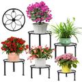 VECELO 5-Pack Metal Plant Stand Heavy Duty Flower Pot Stands Indoor Outdoor Metal Rustproof Iron Garden Container Round Supports Rack Black