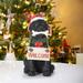 Augper Holiday Welcome Dog Statue With Santa Hat Resin Christmas Ornaments Decoration