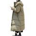 Diufon Long Down Coats for Women Thermal Hoodies Windproof Outerwear Long Sleeve Zip Up Hooded Puffer Jackets