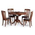 Canterbury Mahogany Round Extending Dining Table with 4 Leather Chairs