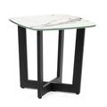 Olympus Square Lamp Table - Comes in White Marble Effect Glass and Black Marble Effect Glass Top Options