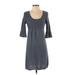 Xhilaration Casual Dress Scoop Neck 3/4 sleeves: Gray Dresses - Women's Size Small