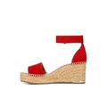 Franco Sarto Women's L-Clemens Espadrille Wedge Sandal, Cherry Red Suede, 7.5 UK