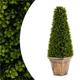 SPOTRAVEL 85CM Potted Boxwood Tree, Cone Topiary Artificial Plant with Cement Flowerpot, Faux Decorative Grass Plant for Front Porch Home Office