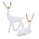 Cocoarm Deer Statue Indoor Resin Deer Statue Decoration 2Pcs Resin Deer Ornaments Sculpture Metal Reindeer Decorative Reindeer Figurine Metal Christmas Decoration Gift For Living Room Kitchen Bedroom