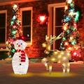 LED Snowman 35 cm,Christmas Rudolph The Reindeer Acrylic LED Outdoor Indoor Xmas Decoration Light Up Garden Ornament,Christmas Decoration Garden Luminescent Decoration Acrylic Set (A2+B2)