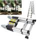 5M 16.5FT Telescopic Ladder EN131 Certified 16 Steps Aluminium Portable Extension Ladder A Frame/A Shape for Multipurpose Home Garden DIY Builder with Non Slip Ladder Rubber Feet