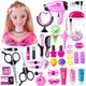 ADIY Pretend Game Makeup Playset, 44Pcs Children Makeup Pretend Playset Styling Head Doll Hairstyle Toy with Hair Dryer