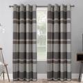 always4u 100% Blackout Curtains Check Eyelet Curtain Bedroom Tartan Curtains Plaid Woven Brushed Cheque Pair of Highland Woolen Look Window Treatment for Living Room Grey And Beige 66 * 72 Inches