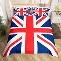 Homemissing Catalonia Union Jack Bedding Set UK Flag Duvet Cover British Flag Comforter Gift for British Comforter Cover Red and Blue Geometric Stripes Super King Size With 2 Pillow Case