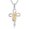 KINGWHYTE Daisy Necklace 925 Sterling Silver Infinity Cross Necklace Daisy Jewelry Gifts for Woman Mom Daughter