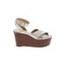 MICHAEL Michael Kors Wedges: Strappy Platform Boho Chic Ivory Print Shoes - Women's Size 6 1/2 - Open Toe