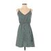 Shein Casual Dress - Mini V Neck Sleeveless: Teal Dresses - Women's Size Small