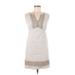 White House Black Market Casual Dress - Shift: White Tweed Dresses - Women's Size 0