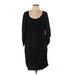 Zara Basic Casual Dress - Shift Scoop Neck 3/4 sleeves: Black Print Dresses - Women's Size Large