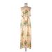 Topshop Cocktail Dress Scoop Neck Sleeveless: Tan Floral Dresses - Women's Size 6