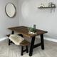 Handmade Rustic Solid Wood Dining Table with Black A Frame Legs. (Kitchen Table / Christmas Table / Alexandra Dining Table)