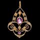 Antique Art Nouveau lavalier amethyst pearl pendant 9ct yellow gold