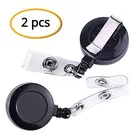 2 pz/set etichetta d'identità retrattile in plastica nera Clip per scheda di lavoro bobina per Badge Pass Clip per cintura con cordino per carta di accesso forniture per dipendenti dell'ufficio