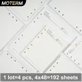 4 Pz/lotto di Alta Qualità Raccoglitore Ad Anelli Notebook Inserto Ricariche 6 Fori A5 A6 A7 Diario A Spirale Pessoale Planner Nucleo Interno 100g di Carta