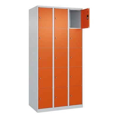 CP Schließfachschrank »Classic Plus Korpus lichtgrau« 3x5 Fächer orange, 90x185x50 cm Image
