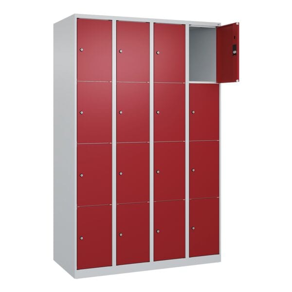 CP Schließfachschrank »Classic Plus Korpus lichtgrau« 4x4 Fächer rot, 120x185x50 cm