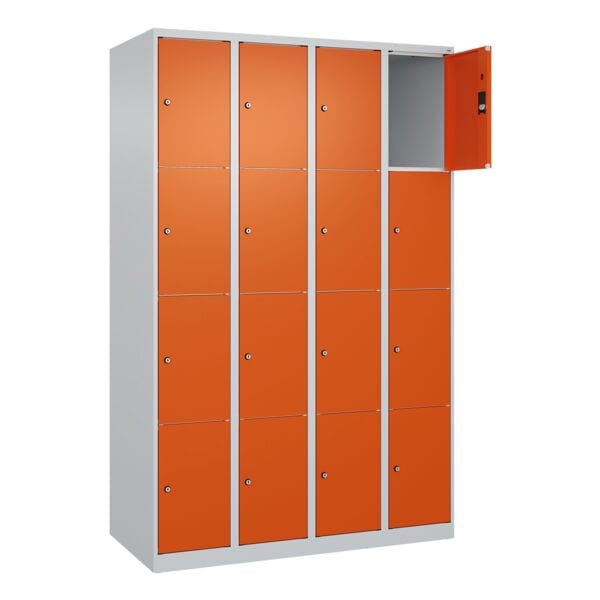 CP Schließfachschrank »Classic Plus Korpus lichtgrau« 4x4 Fächer orange, 120x185x50 cm