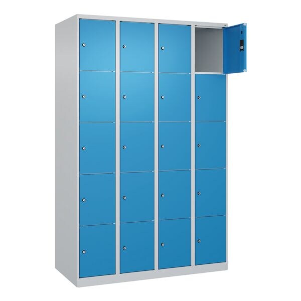 CP Schließfachschrank »Classic Plus Korpus lichtgrau« 4x5 Fächer blau, 120x185x50 cm