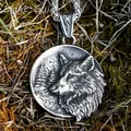 2022 Men's 316L stainless steel Vintage Round Viking Animal Wolf Pendant Chain Necklace for gift
