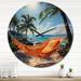 Designart "Beach Tropical Vibes Pointillism II" Beach Oversized Wall Clock