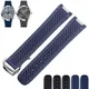 Rubber Watchband For Omega AT150 Seamaster 300 AQUA TERRA Diving Bracelets Black Blue Silicone Watch