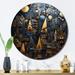 Designart "3D Cityscape With Castle In Vintage Gold And Blue" Abstract Landscape Oversized Wall Clock