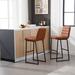 Modern Upholstered PU Leather Bar Stools with Footrest For Dining Room, Set of 2