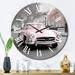 Designart "Pink Classic Mercedes Vintage Photography" Classic Cars Oversized Wall Clock