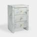 Tempered Glass Nightstand, Marble Nightstand with 3 Drawers,Side Table