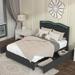 Full Velvet Uphostered Bed with Tufted Buttons Nailhead Trim LED Headboard, Platform Bed Frame with Pull-Out Storage Drawers