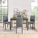 Modern 5 Pieces Dining Table Set, Rectangular Dining Table with 4 Upholstered Chairs for Dining Room Small Place, Black+ Gray