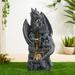 Glitzhome 36.5"H LED Mystical Gothic Dragon 4-Tier Polyresin Outdoor Floor Fountain - 36.5"
