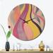 Designart "Shadow Dance Yellow & Pink Vintage Illustration I" Abstract Painting Oversized Wall Clock