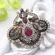 Hollow Flower Brooch For Women Jewelry Multicolor Resin Turkish Brooches Broches Antique Gold Color