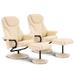 MCombo set of 2 Faux Leather Swivel Massage Recliner with ottoman