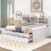 Twin/Full Captain Bed with Trundle and 3 Storage Drawers, Wooden Daybed Plarform Bed with Built-in Bookshelves for Kids Teens