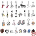 New 925 Sterling Silver Sports football Dumbbell motorcycle Charm Bead Fit Original Pandora Bracelet