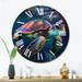 Designart "Colorful Deep Sea Turtle Portrait I" Animals Turtle Oversized Wall Clock